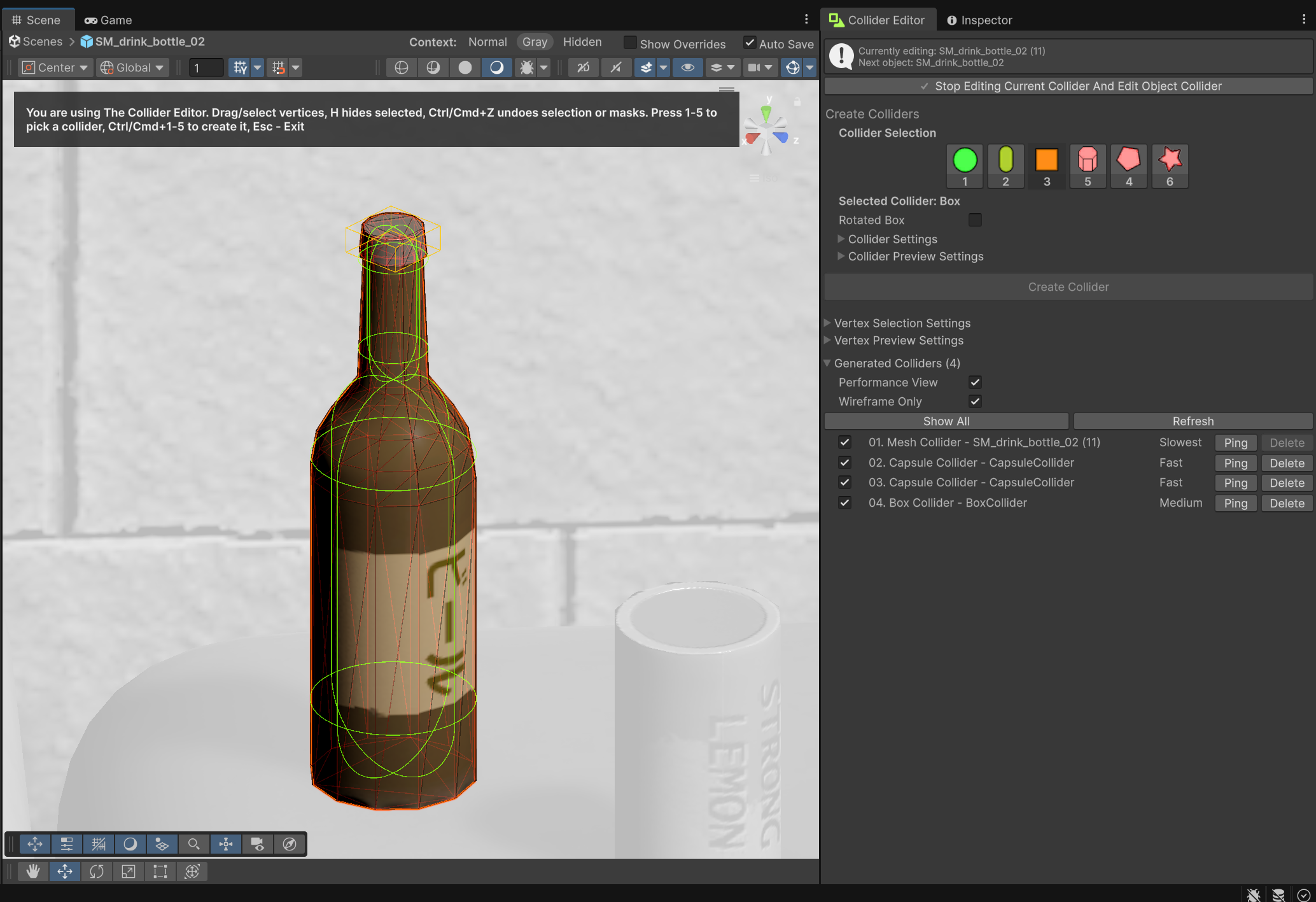Existing Colliders Wireframe